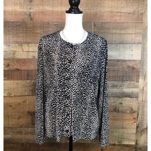 Women's Size XL LIZ CLAIBORNE LIZSPORT Animal Print Velour Sweater